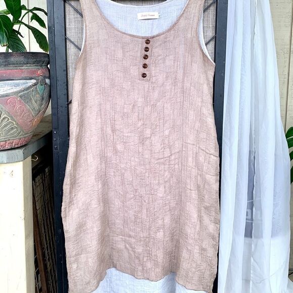 Simply Couture Dresses & Skirts - Simply Couture Linen Brown Dress Medium